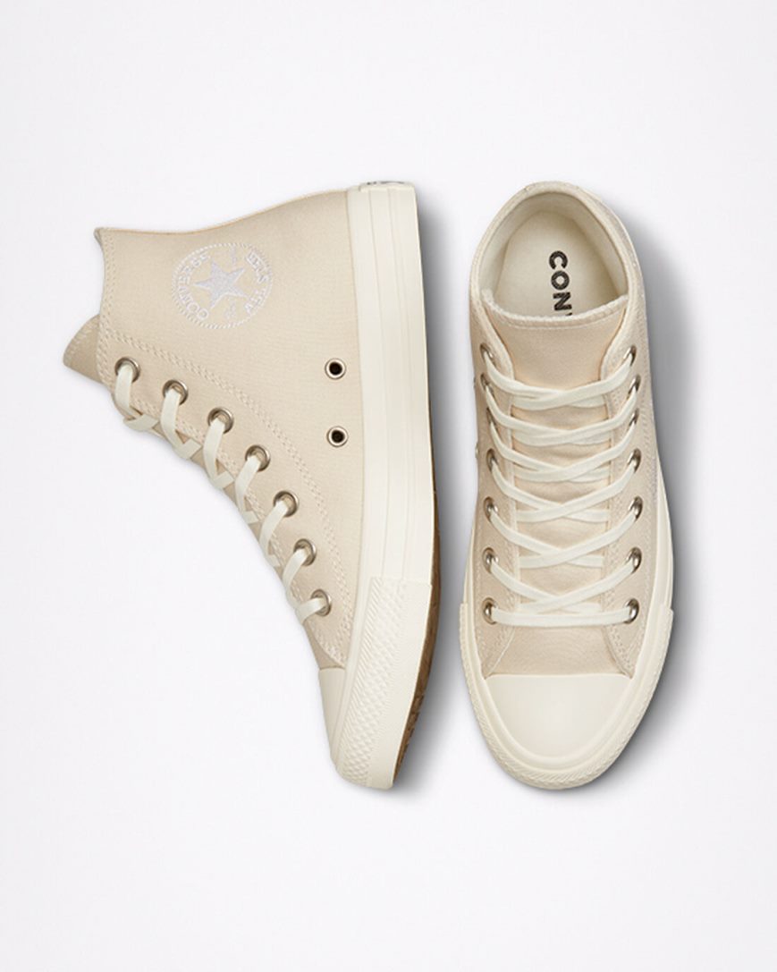 Women's Converse Chuck Taylor All Star Embroidered Floral High Top Shoes Beige White | AU 198E6O